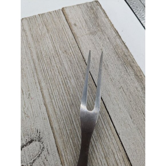 Vintage Flint Arrowhead Stainless Meat Utility Turning Fork 9 1/2" Wheat Handle - Picture 5 of 7
